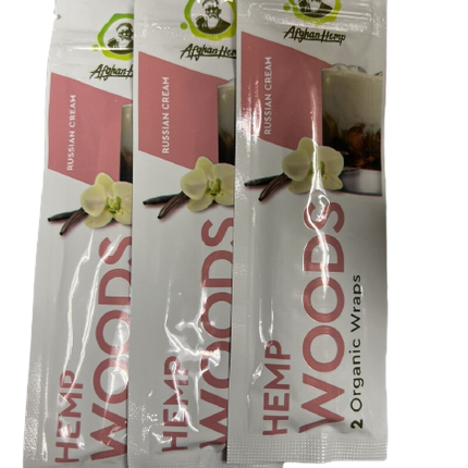 Afghan Hemp Woods Herbal Organic Natural 2 Russian Cream Flavor Papers Wraps Per Pack (3 Count)