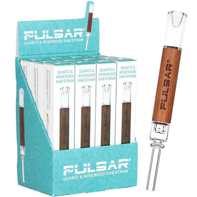 12CT DISPLAY - Pulsar Quartz & Rosewood Deco Dab Straw - 5.75"