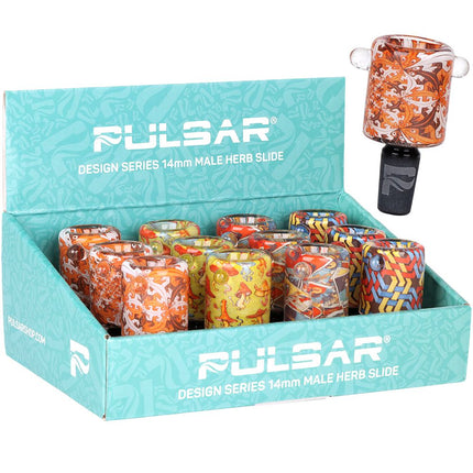 12CT DISPLAY - Pulsar Design Series Inside Print Herb Slide Series 4 - 14mm M / Assorted Designs