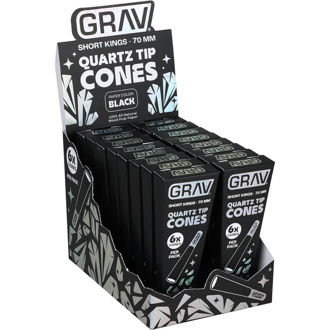 GRAV Quartz Tip Pre-Rolled Cones | Black | 16pk Display