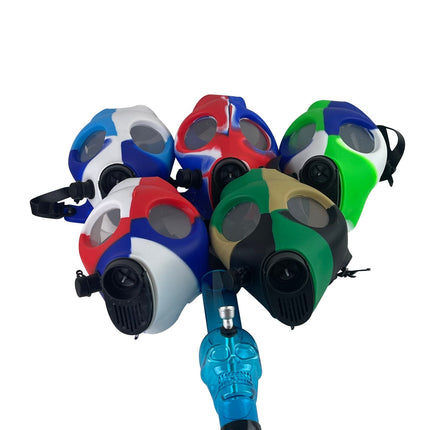 Multi-Colored Silicone Skull Gas Mask Bong
