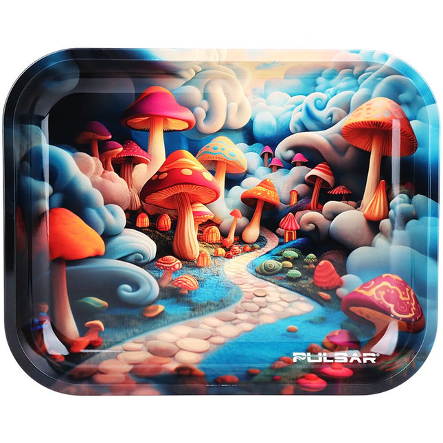 Pulsar Design Series Large Metal Rolling Tray - Shroom Path / 13"x11"