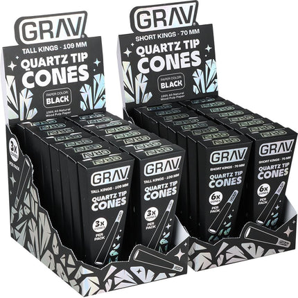 GRAV Quartz Tip Pre-Rolled Cones | Black | 16pk Display