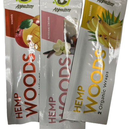 Afghan Hemp Woods Herbal Organic Natural 2 Sample Flavor Papers Wraps Per Pack (3 Count)