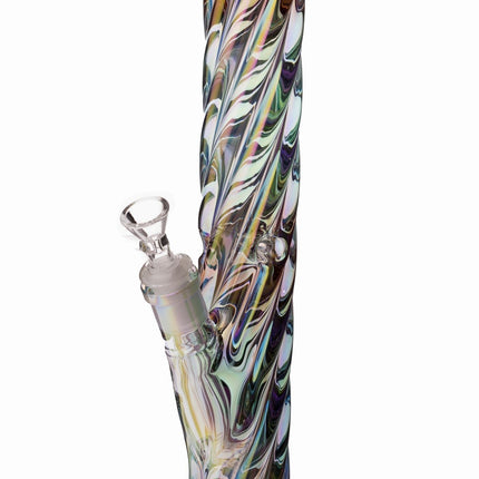 Daze Glass - 12 Inch Iridescent Rainbow Spiral Glass Water Pipe
